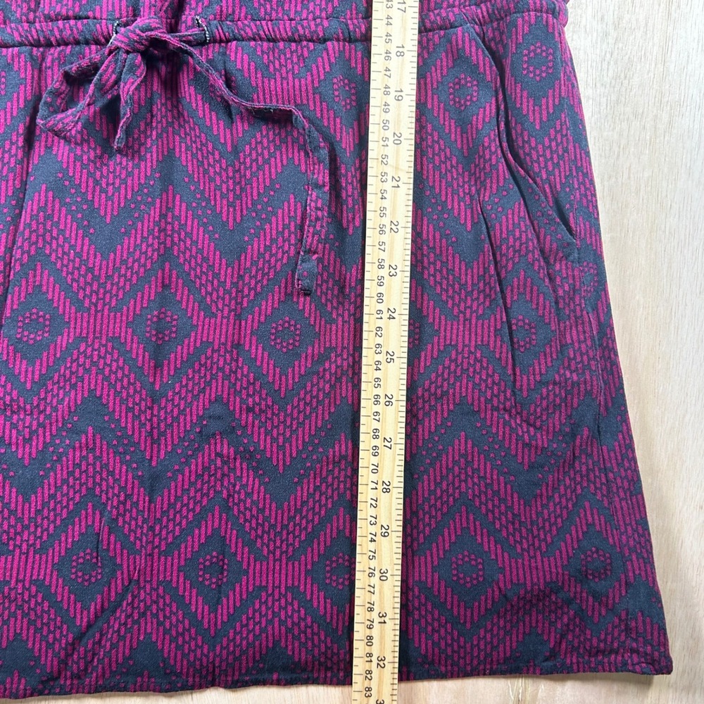 Skies Are Blue Women Magenta Navy Geometric Print Drawstring Mini Dress Size M - Picture 4 of 7